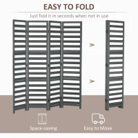 HOMCOM 5.6 Ft. Tall 4-Panel Room Divider, Louvred Pattern Freestanding Folding Privacy Screen Panels, Partition Wall Divider for Indoor Bedroom Office(m-4)