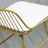 HOMCOM Modern Bar Stools Set of 2, Metal Wire Bar Height Barstools, Bar Chairs for Kitchen with Removable Cushion, Back and Footrest, Gold(m-9)