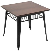 HOMCOM Industrial Dining Table Bar Table with Grid Storage Shelf, Pub Desk with Metal Frame for Living Room, Kitchen, Bedroom(m-2)