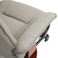 HOMCOM Manual Recliner Chair Armchair Sofa with Faux Leather Upholstered, Wood Base for Living Room Bedroom, Grey(m-9)
