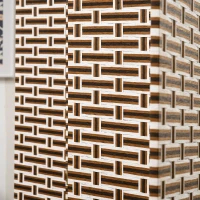 HOMCOM 6 Ft. Tall 4-Panel Room Divider, Wave Fiber Freestanding Folding Privacy Screen Panels, Partition Wall Divider for Indoor Bedroom Office, Mixed Brown(m-9)