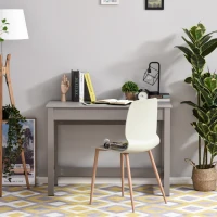HOMCOM Rectangle Laptop Table Minimalist Style Home Office Computer Desk Writing Workstation  Grey Wood Grain(m-7)