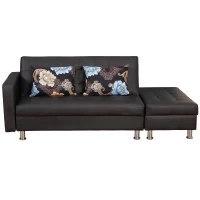 HOMCOM Convertible Adjustable 3-Position Futon Set Sofa Bed Couch Chaise Lounge with Ottoman and 2 Pillows(m-8)