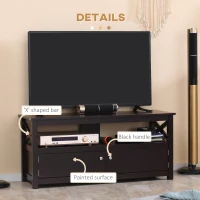HOMCOM TV Stand, Farmhouse TV Bench for TVs up to 46 Inches, Entertainment Center with Storage Shelf and Cupboard for Living Room, Coffee(m-5)