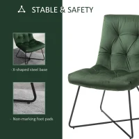 HOMCOM Modern Comfort Style Leisure Accent Chair with X-Shaped Metal Base and Straight Back for Living Room, Dining Room, Office, Green(m-6)