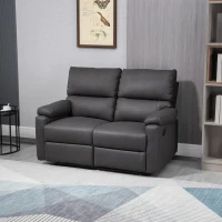 HOMCOM Loveseat Recliner Sofa, 2 Seater Reclining Chair with Footrest and Split Backrest, Dark Grey(m-1)