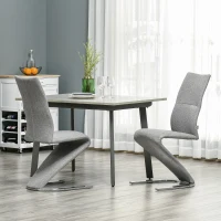 HOMCOM Set of 2 Dining Chairs with Modern Style High Back Side Chairs with Upholstered Seat, Solid Steel Base for Living Room, Kitchen, Study, Grey(m-1)