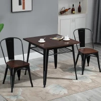 HOMCOM Industrial Dining Table Bar Table with Grid Storage Shelf, Pub Desk with Metal Frame for Living Room, Kitchen, Bedroom(m-1)