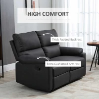 HOMCOM Loveseat Recliner Sofa, 2 Seater Reclining Chair with Footrest and Split Backrest, Dark Grey(m-4)