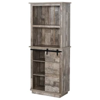 HOMCOM 65" Freestanding Rustic Kitchen Pantry, Buffet with Hutch Storage Cabinet with Barn Door Design, Adjustable Shelf, Vintage Wood(m-2)