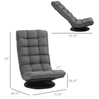HOMCOM 360° Swivel Floor Chair, Folding Recliner Gaming Chair, Lazy Sofa Lounger with Adjustable Backrest Headrest, Thick Sponge Padding, Relaxing Reading, Light Grey(m-3)