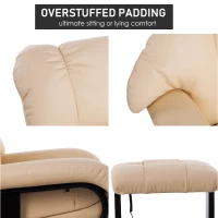 HOMCOM Massage Recliner Ottoman Set Electronic Reclining Chair with Footrest 10 Vibration Motor Swivel Wood Base Beige(m-5)