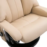 HOMCOM Massage Recliner Ottoman Set Electronic Reclining Chair with Footrest 10 Vibration Motor Swivel Wood Base Beige(m-9)