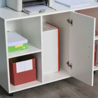 Vinsetto Mobile Office File Cabinet with Door Storage Shelves Printer Stand Unit With 360 Degree Casters White(m-9)