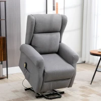 HOMCOM Power Lift Recliner Chair for Elderly Linen Electric Reclining Sofa Chair with Side Pockets Footrest (Grey)(m-1)