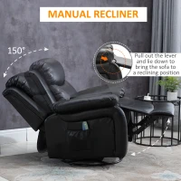 HOMCOM Deluxe Manual Recliner Electronic Massage Sofa Recliner Chair Leather Lounge Black(m-6)
