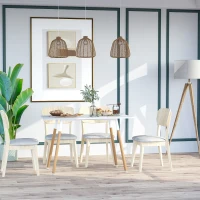 HOMCOM 47'' Mid-Century Modern Dining Table with Solid Wood Legs and Adjustable Feet Rectangular Kitchen Table for Dining Room(m-1)