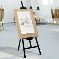 HOMCOM 55" Beech Wood Adjustable Folding Art Easel Stand that Tilts up to 90° Degrees with Sturdy Material, Black(m-1)