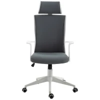Vinsetto Office Chair High Back Mesh Office Chair 360° Swivel Rocking Height Adjustable with Headrest, Grey and White(m-9)