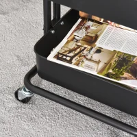 HOMCOM 3-Tier Rolling Serving Cart Utility Kitchen Trolley Storage Cart Multifunction Organizer Shelving Units with Wheels, Black(m-6)