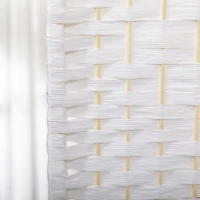 HOMCOM 4 Panel Folding Room Divider, Portable Privacy Screen, Wave Fiber Room Partition for Home Office, White(m-10)