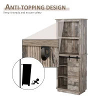 HOMCOM 65" Freestanding Rustic Kitchen Pantry, Buffet with Hutch Storage Cabinet with Barn Door Design, Adjustable Shelf, Vintage Wood(m-6)