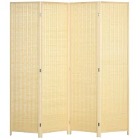 HOMCOM Woven Bamboo Room Divider, 4 Panel Folding Indoor Privacy Screens for Home Office, 71"x71"x0.6", Natural(m-2)