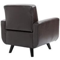 HOMCOM PU Leather Armchair Padded Accent Club Chair,  Tufted Back Wooden Seat with Armrest Living Room Furniture, 31.5" W, Brown(m-5)