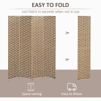 HOMCOM 6 Ft. Tall 4-Panel Room Divider, Wave Fiber Freestanding Folding Privacy Screen Panels, Partition Wall Divider for Indoor Bedroom Office, Mixed Brown(m-4)