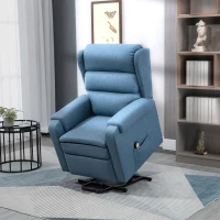 HOMCOM Electric Power Lift Recliner Chair for Elderly with Footrest Linen Reclining Chair for Living Room (Blue)(m-1)