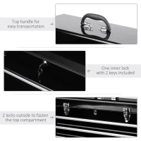 HOMCOM 3-Drawer Tool Storage Chest Steel Tool Box Organizer Portable Garage Tool Cabinet Toolbox w/ Handle Black(m-5)