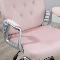 Vinsetto Office Chair, Velvet Computer Chair, Button Tufted Desk Chair with Swivel Wheels, Adjustable Height, Tilt Function, Pink(m-10)