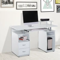 HOMCOM Computer Table Desk PC Desktop Drawer Home Office Furniture White(m-1)