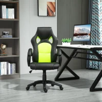 HOMCOM Racing Gaming Chair Office Chair Computer Desk Gamer Chair with Swivel Wheels, Padded Headrest, Tilt Function, Green(m-1)