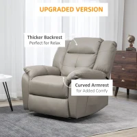 HOMCOM 8-Point Vibration Massage Recliner Chair, PU Leather Manual Reclining Sofa, Swivel Nursery Rocking Chair with Remote Control, Side Pockets, for Living Room, Grey(m-4)