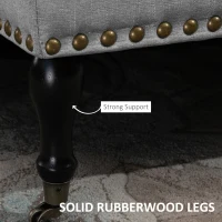 HOMCOM Mobile End of Bed Bench, Upholstered Bedroom Entryway Bench with Button-Tufted, Accent Ottoman with Nailhead Trim and Wheels, Gray(m-5)