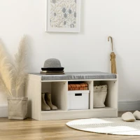 HOMCOM Shoe Bench with Storage Cubes, Shoe Cabinet with Cushion and Open Compartments, for Entryway, Hallway, White(m-1)