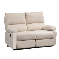 HOMCOM Double Reclining Loveseat, 2 Seater Manual Recliner Chair, Upholstered Reclining Sofa Chair with Footrest and Split Backrest, Beige(m-2)
