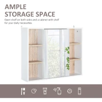HOMCOM Wall-Mounted Bathroom Medicine Cabinet with Mirror, Over Toilet Bathroom Vanity Cabinet White & Oak(m-4)