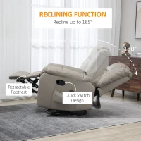 HOMCOM 8-Point Vibration Massage Recliner Chair, PU Leather Manual Reclining Sofa, Swivel Nursery Rocking Chair with Remote Control, Side Pockets, for Living Room, Grey(m-6)