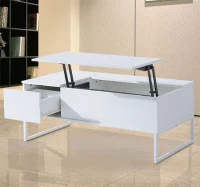 HOMCOM Foldable Wood Lift Top coffee Table Convertible Tea Desk Furniture with 2 Storage Drawer Tray White(m-1)