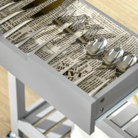 HOMCOM Rolling Kitchen Cart, Utility Storage Cart with Drawer, 2 Slatted Shelves and Towel Rack for Dining Room, Grey(m-9)