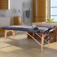HOMCOM 91" 3 Section 4" Pad Foldable Massage Table Spa Facial Couch Bed w/ Carry Case Black(m-1)
