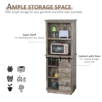 HOMCOM 65" Freestanding Rustic Kitchen Pantry, Buffet with Hutch Storage Cabinet with Barn Door Design, Adjustable Shelf, Vintage Wood(m-4)