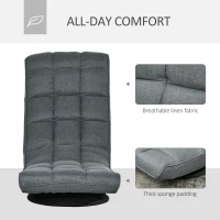 HOMCOM 360° Swivel Floor Chair, Folding Recliner Gaming Chair, Lazy Sofa Lounger with Adjustable Backrest Headrest, Thick Sponge Padding, Relaxing Reading, Light Grey(m-6)