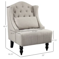 HOMCOM Tall Tufted Wingback Chair Nailhead Living Room Grey(m-3)