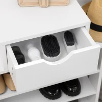 HOMCOM 7-Tier Shoe Rack, Shoe Storage Organizer with Drawer and 11 Open Shelves for 17 Pairs of Shoes, Space Saving Shoe Shelf for Hallway and Living Room, White(m-7)