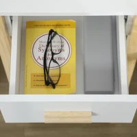 HOMCOM Tall Side Table, Slim Bedside Table with Drawer and Bottom Shelf, Narrow End Table with Storage and Pine Wood Frame for Small Spaces, White(m-9)