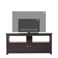 HOMCOM TV Stand, Farmhouse TV Bench for TVs up to 46 Inches, Entertainment Center with Storage Shelf and Cupboard for Living Room, Coffee(m-6)