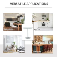 HOMCOM Round Dining Table, Modern Pub Table with Tempered Glass Top, Galvanized Metal Base, Small Dining Table, Silver(m-6)
